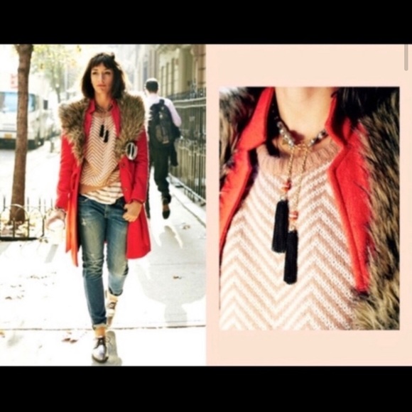 Anthropologie Orange Coat with Faux Fur Size 2 - Picture 13 of 15